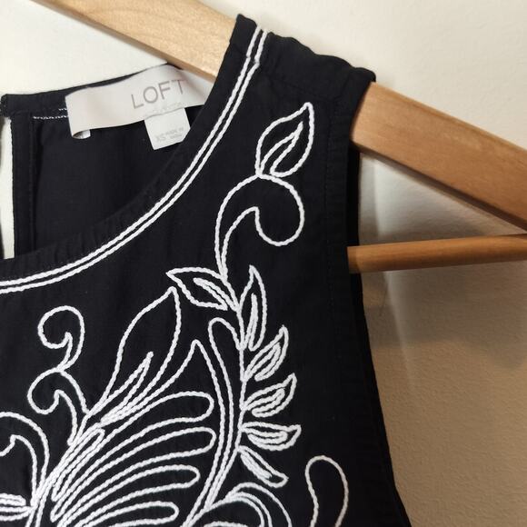 LOFT Floral Embroidered Tank Top Boho Bohemian - Picture 4 of 9